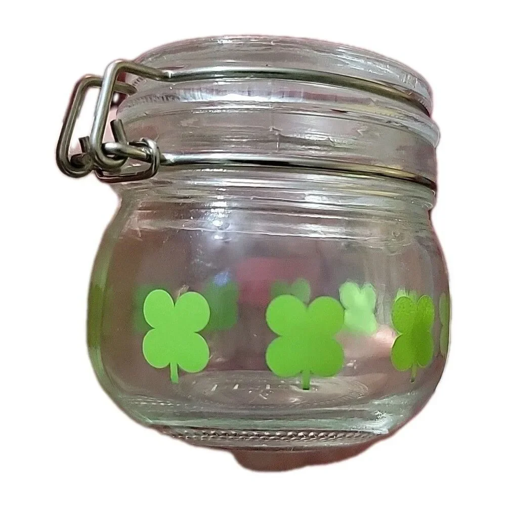 IKEA Germanic Mini Jars - Green Clovers - #15234 Lot Of 2